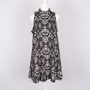 Free People Amelia Jacquard Knit Mock Neck Mini-Dress MEDIUM Textured Drop Waist